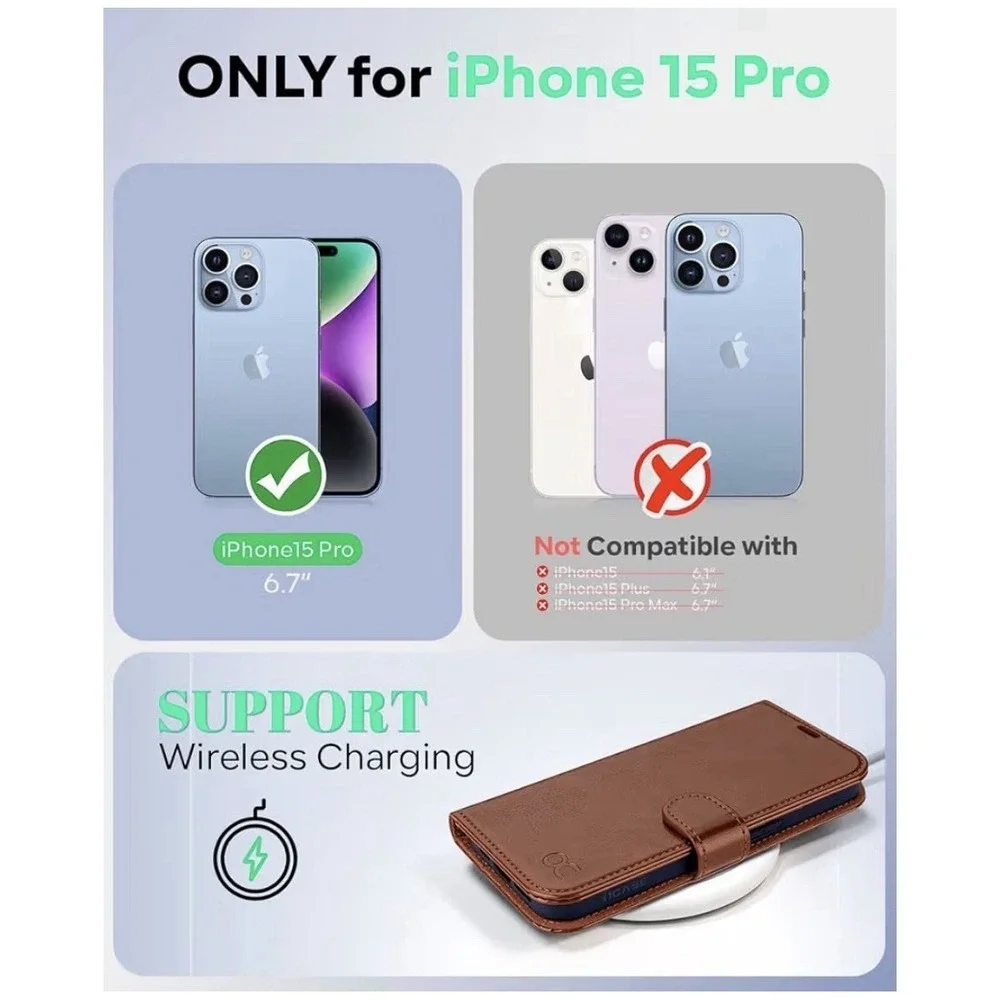 iPhone 15 Pro DjBear Case With Magnetic Card Holder (brown), [D]
